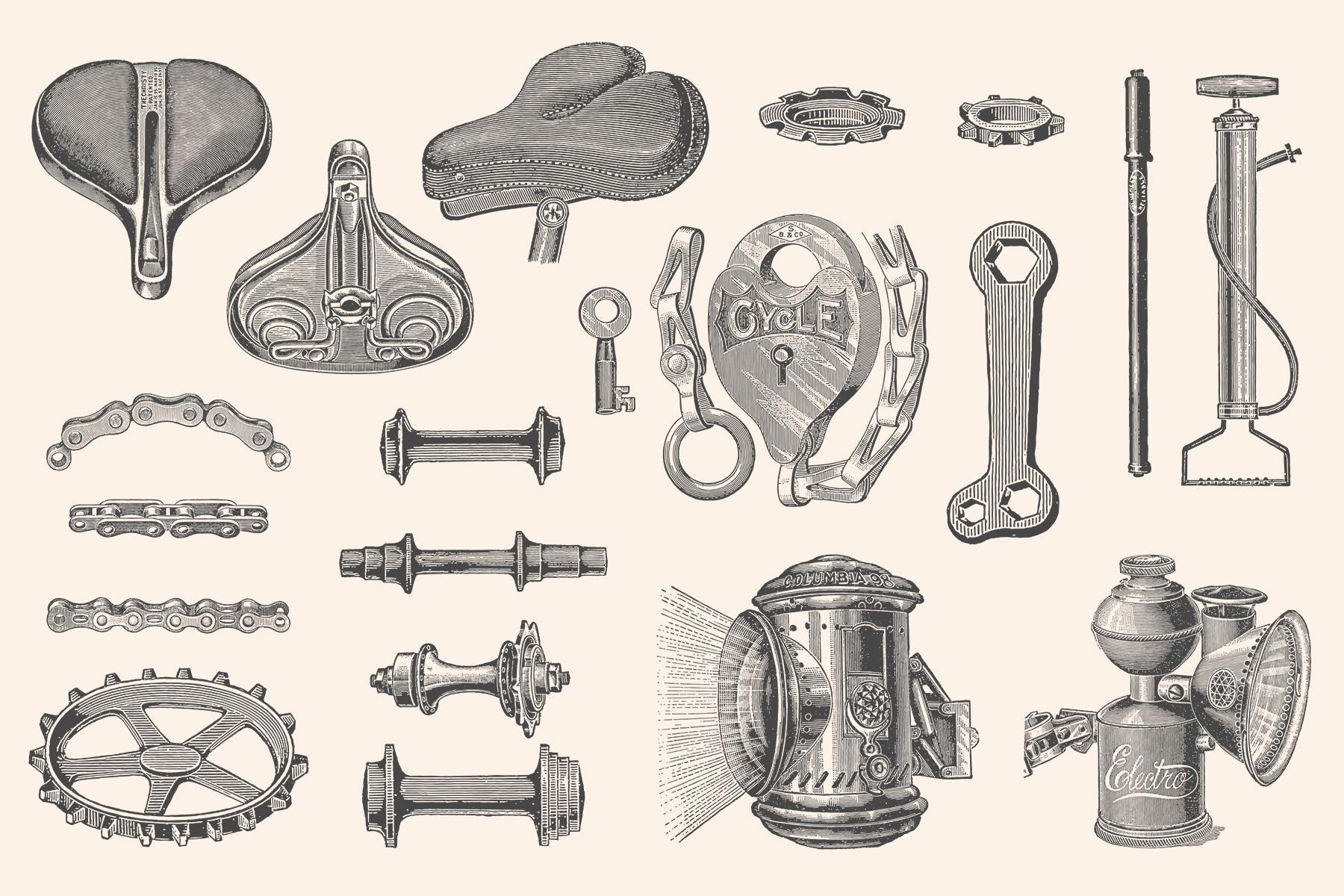 Bicycles Vintage Illustration Set