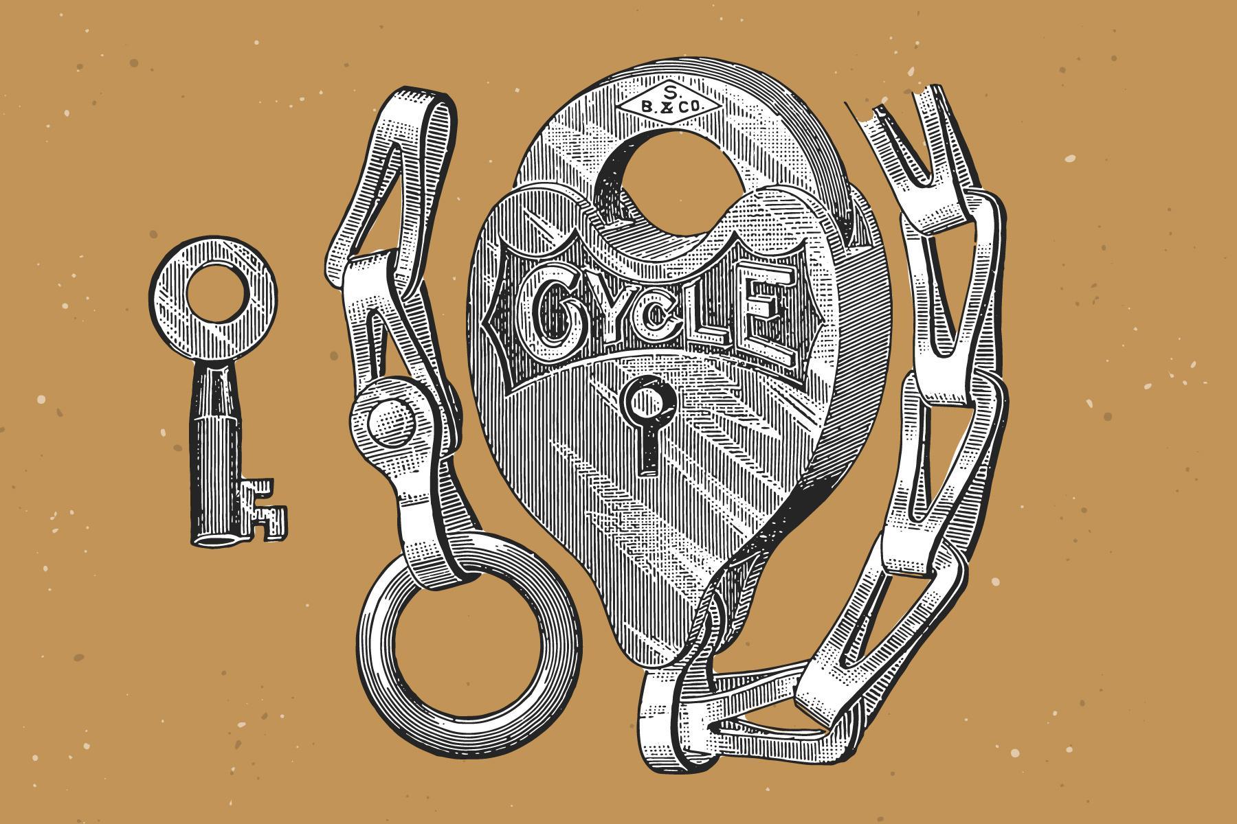 Bicycles Vintage Illustration Set