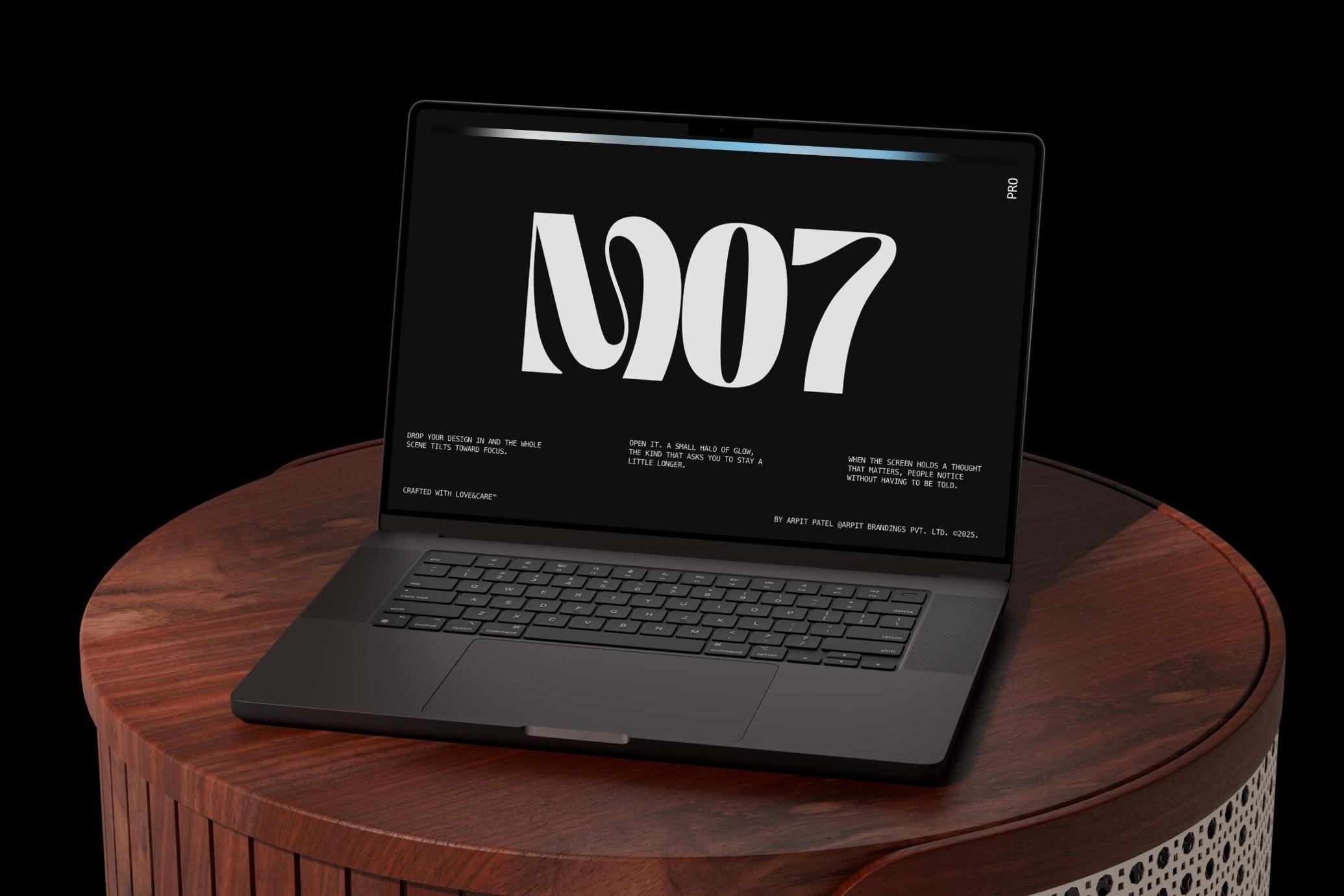 Macbook Pro Mockup on Handcrafted Wooden Table