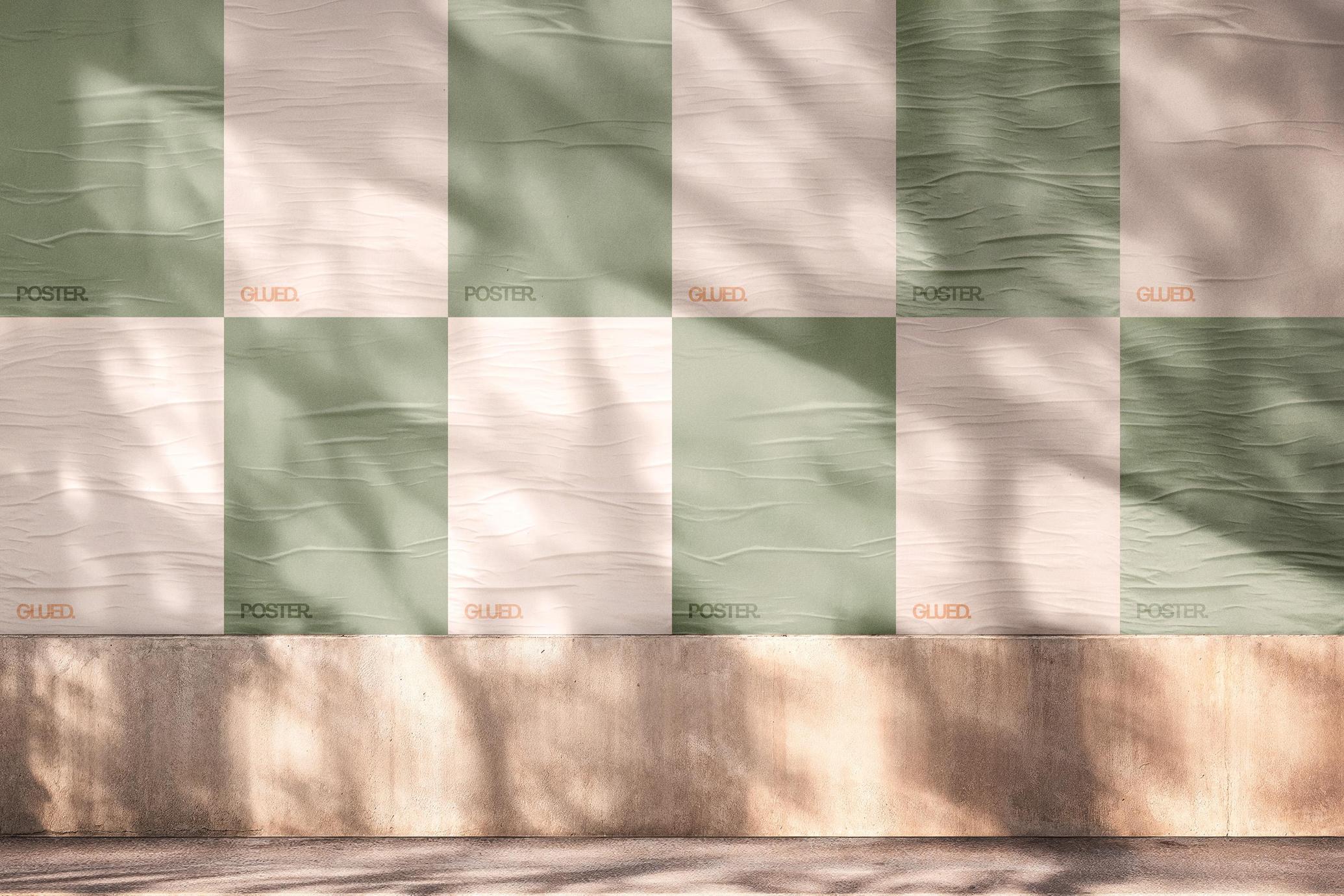 Glued Posters Wall Mockup