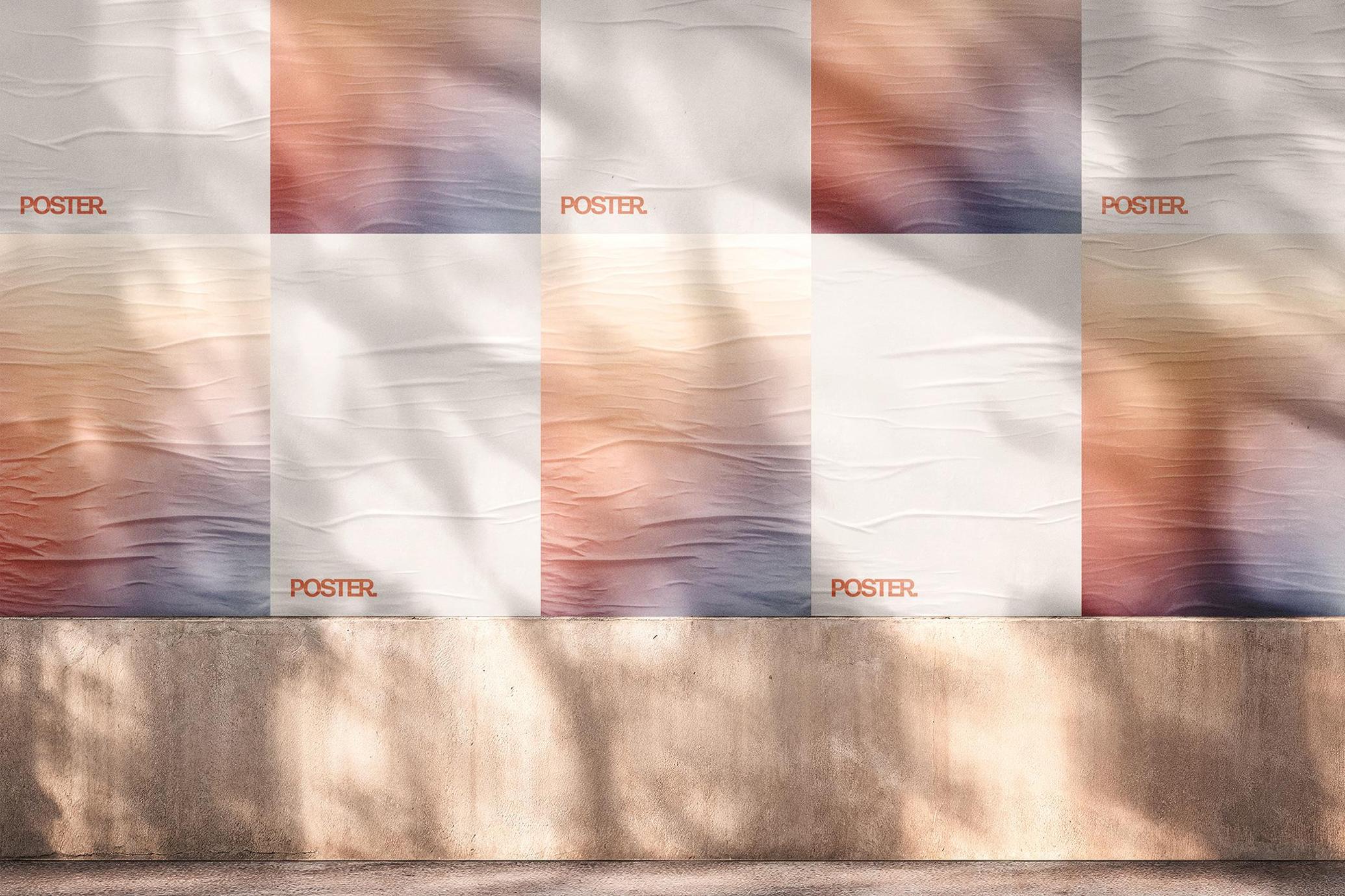 Glued Posters Wall Mockup