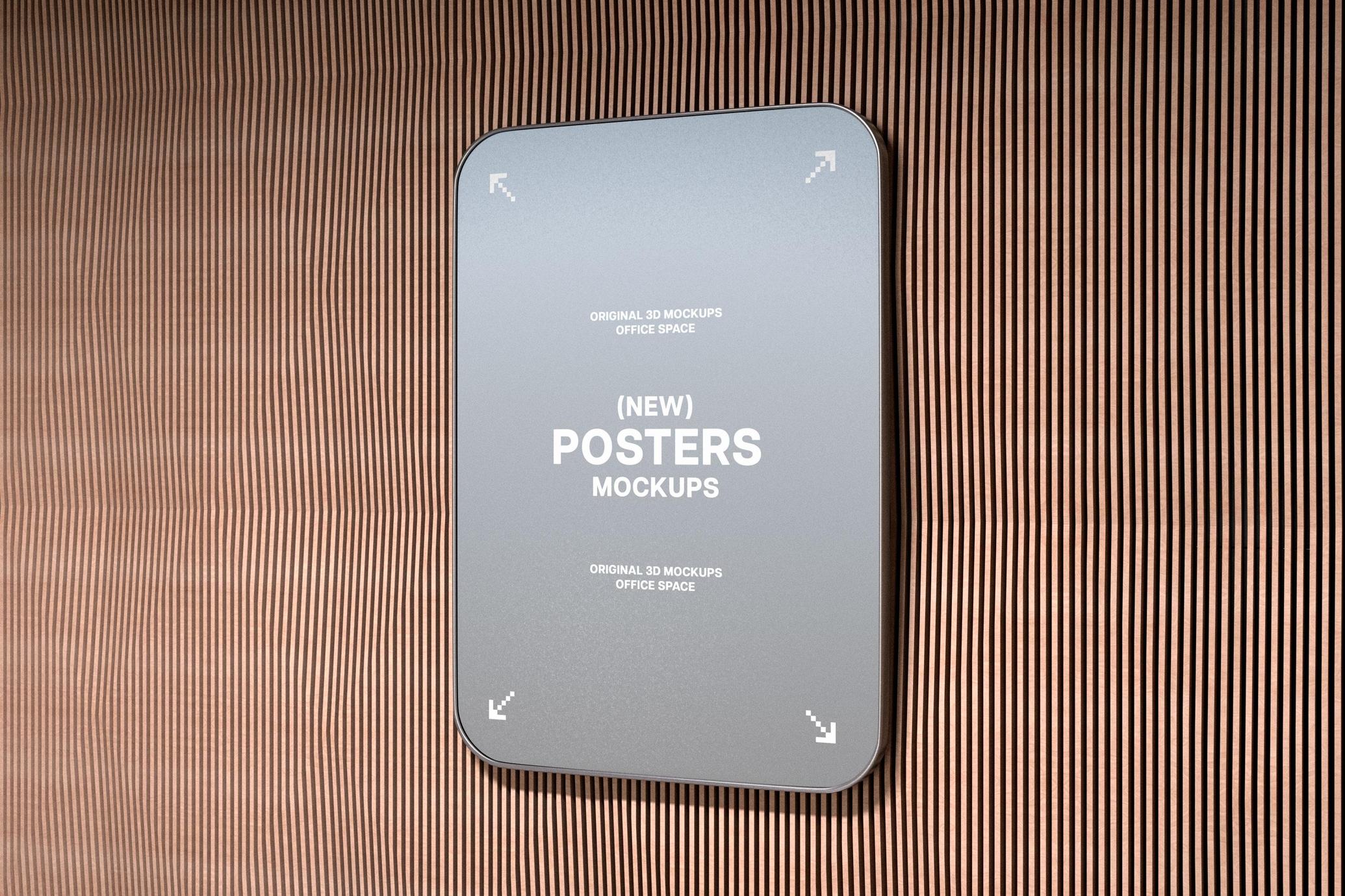 Poster Mockups on Ribbed Wooden Wall