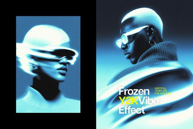 Vertical Frozen Y2K Vibe Photo Effect