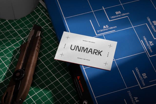 Business Card Mockup on Paper Cutter