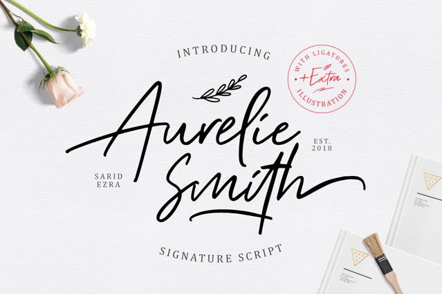 Aurelie Smith Signature Font + Extra